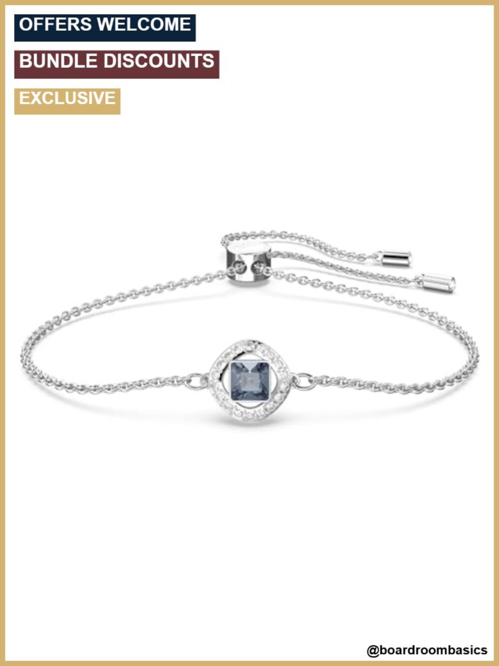 Swarovski Una Angelic Bracelet Cushion Cut Crystal Rhodium Adjustable